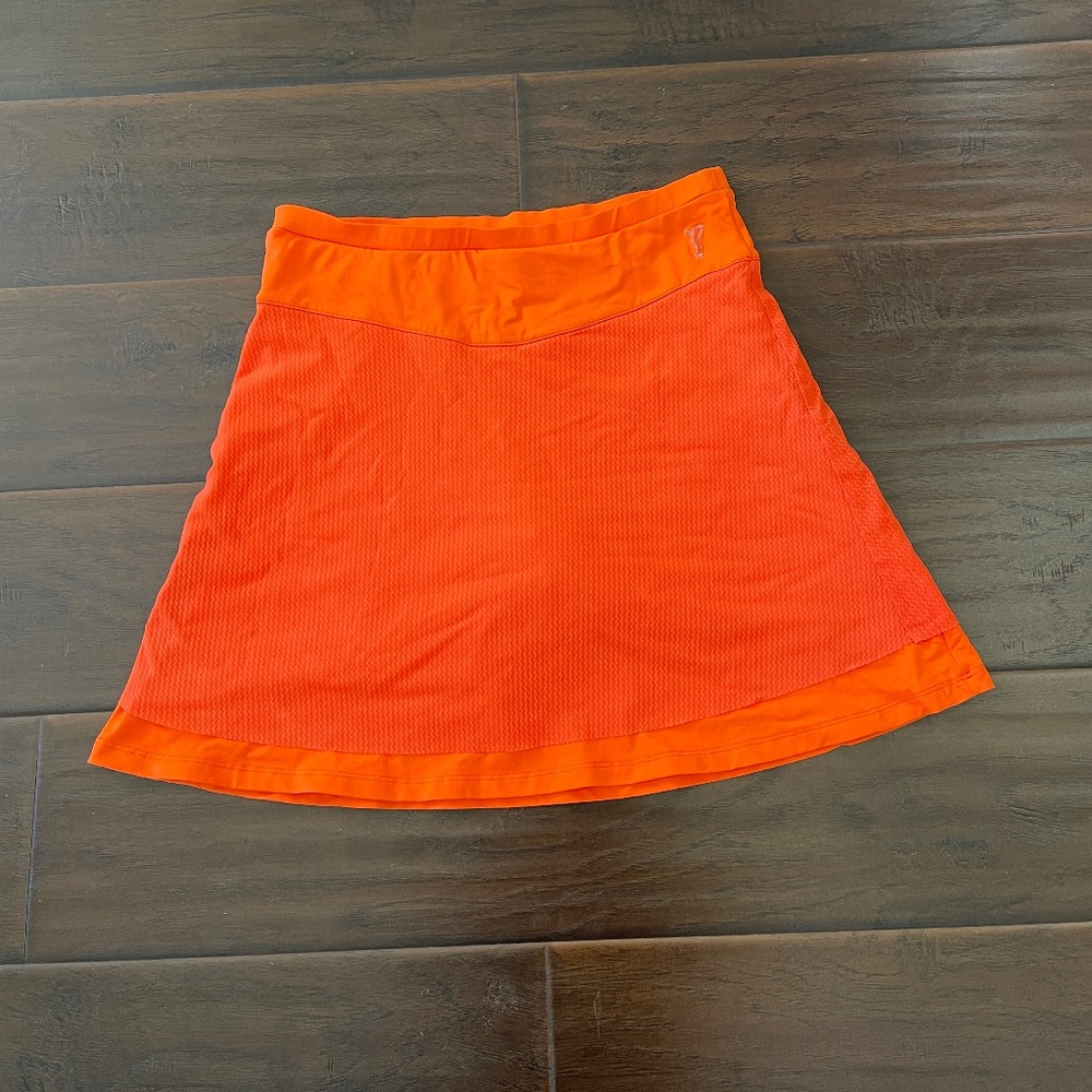 Golfino Women's Orange Stretch Pull-on Golf Skort - Size 8